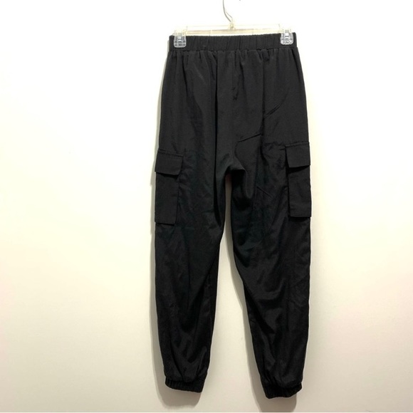 Women’s Chain Detail Flap Pocket Black Cargo Pants - Picture 8 of 12